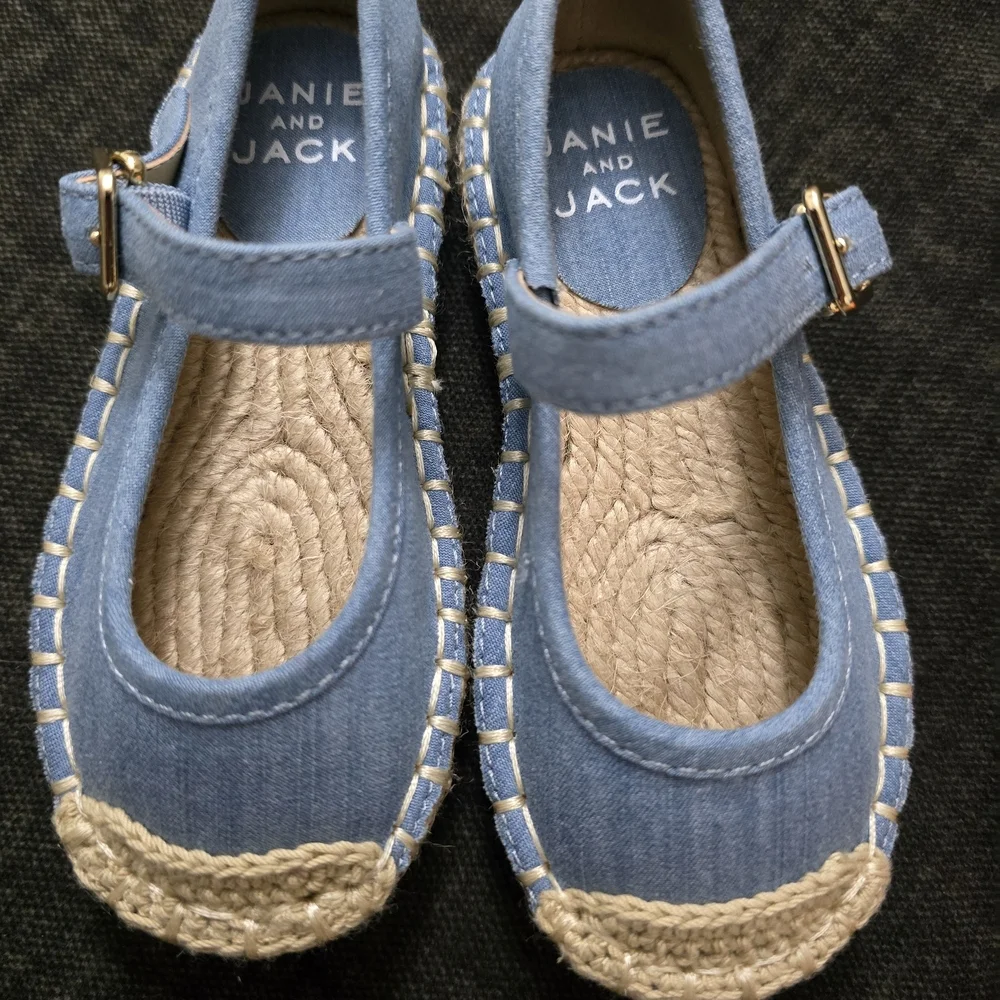 Janie and Jack Light Blue Espadrille Mary Jane Sandals